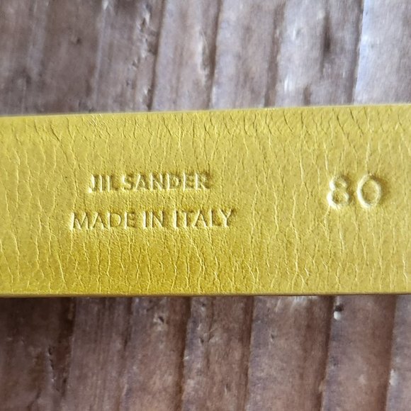 Jil Sander Genuine soft Leather saffron yellow studded belt Sz 80 Italy - Picture 7 of 10